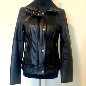 Cole Haan Lambskin Leather Moto Jacket